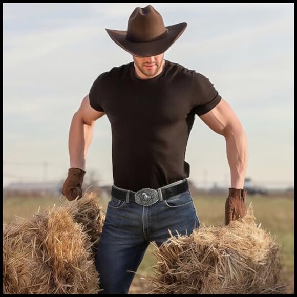 Split Leather Cowboy Belt with Removable Buckle for Western Style main image 7